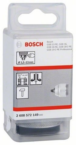 Быстрозажимной хромированный сверлильный патрон Bosch R+L 13 мм, 1/2 - 2