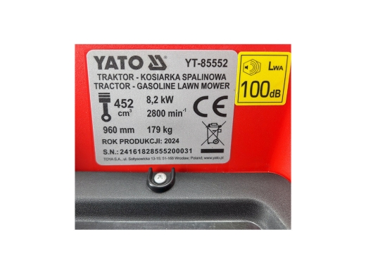 Трактор-газонокосарка бензиновий YATO YT-85552 - 16