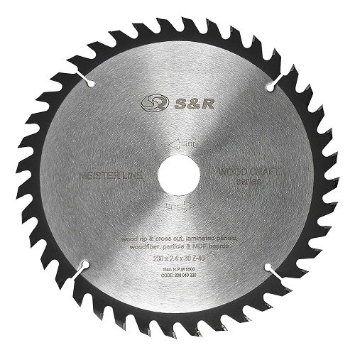Диск пильный S&R Meister Wood Craft 230x30x2,4мм 40Z (238040230) Диск пильный S&R Meister Wood Craft 230x30x2,4мм 40Z (238040230)
