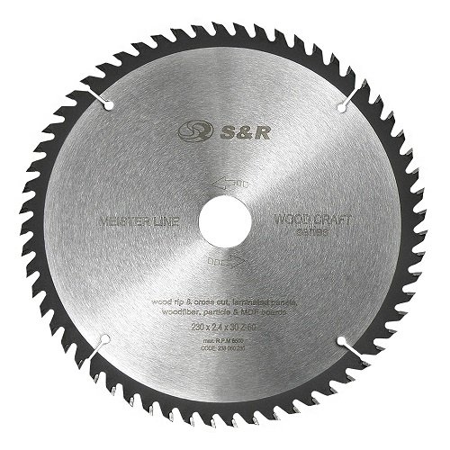 Диск пильный S&R Meister Wood Craft 230х30х2,4 мм 60Z (238060230) Диск пильный S&R Meister Wood Craft 230х30х2,4 мм 60Z (238060230)