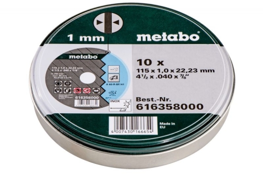 Набір відрізних дисків Metabo SP 115 x 1 x 22.23 мм INOX, 10 штук 616358000 Набір відрізних дисків Metabo SP 115 x 1 x 22.23 мм INOX, 10 штук 616358000