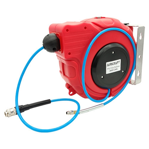 Шланг воздушный полиуретановый на катушке AIRKRAFT AHC-34A 5x8 мм, 15 м с быстроразъемными соединениями - 1