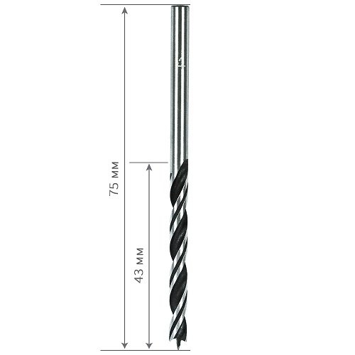 Сверло по дереву S&R спиральное 4 х 75 мм - 3