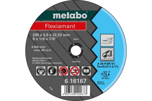 Відрізний диск Metabo Flexiamant Inox A 30-P, 230 мм 616167000 Відрізний диск Metabo Flexiamant Inox A 30-P, 230 мм 616167000