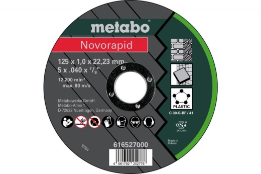 Отрезной универсальный диск Metabo Novorapid Universal C 30-S, 125X1.0X22.2 мм 616527000 Отрезной универсальный диск Metabo Novorapid Universal C 30-S, 125X1.0X22.2 мм 616527000