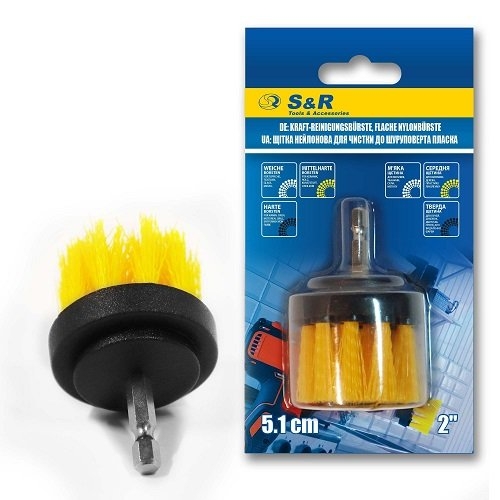 Щетка нейлоновая желтая S&R 51 мм прямая средней жесткости - 1