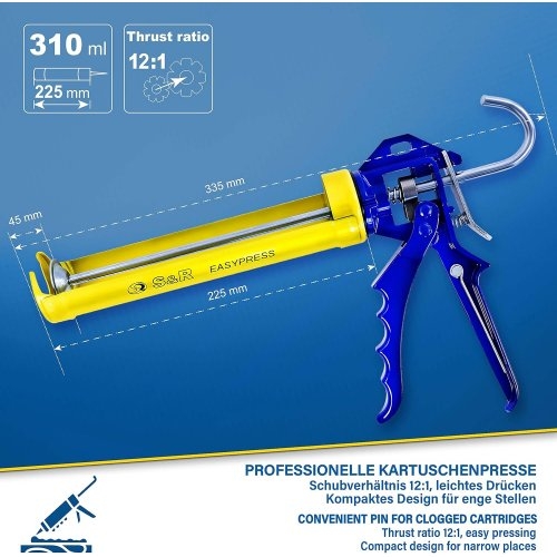 Пистолет для герметика S&R Easy Press с очистным штифтом 12:1 - 5