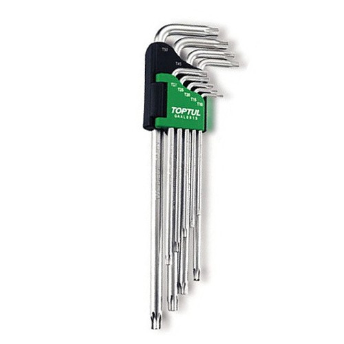 Г-образні ключі TOPTUL TORX T10-T50 9 од. супердовгі з отвором GAAL0915 Г-образні ключі TOPTUL TORX T10-T50 9 од. супердовгі з отвором GAAL0915