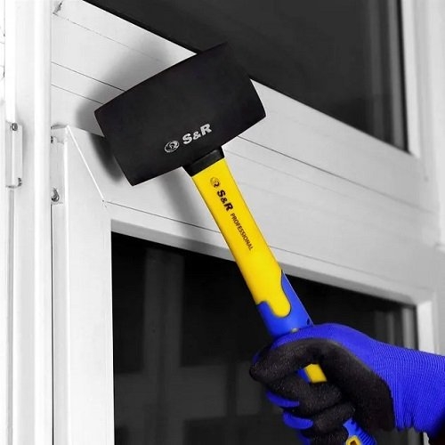 Молоток S&R резиновый черный d75 мм 910 г фибергласс - 4