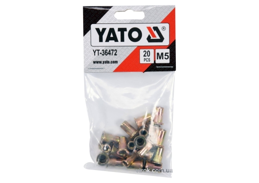 Нітогайка сталева YATO YT-36472 М5, l= 13 мм, 20 шт. Нітогайка сталева YATO YT-36472 М5, l= 13 мм, 20 шт.