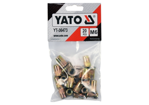 Нітогайка сталева YATO YT-36473 М6, l= 15 мм, 20 шт. Нітогайка сталева YATO YT-36473 М6, l= 15 мм, 20 шт.