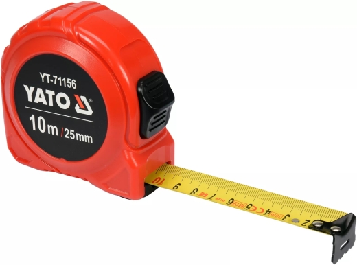 Рулетка Yato (YT-71156) 10 м x 25 мм зі сталевою стрічкою, нейлоновим покриттям, подвійним блокуванням - 1