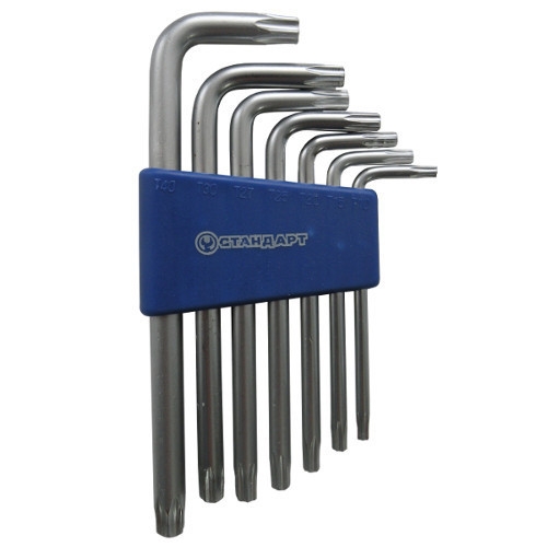 Набор ключей СТАНДАРТ TORX Г-обр. с отверстием 7 ед. TKS0701 - 1