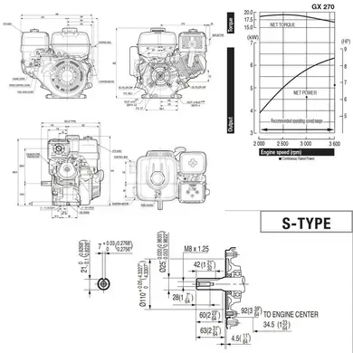 Двигатель бензиновый Honda GX270UT2X SX Q4 OH - 4