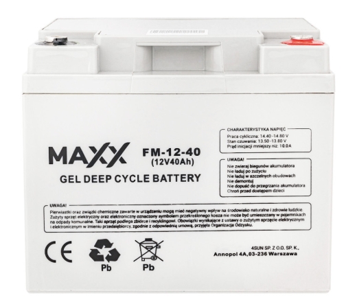 Аккумулятор гелевой 4SUN DEEP CYCLE MAXX 40Ah 12V FM-12-40Ah - 1