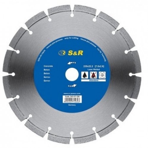 Диск отрезной сегментный S&R по абразивным материалам Standart 230 (242431230) - 1