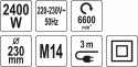 Шліфмашина кутова Yato 2400 Вт, 230 мм М14 (YT-82105) - 3