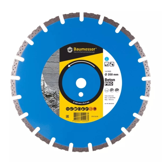 Диск алмазный 350 x 3,5/2,5 x 10 x 25,4-11,5-21 HIT Baumesser Beton PRO Диск алмазный 350 x 3,5/2,5 x 10 x 25,4-11,5-21 HIT Baumesser Beton PRO