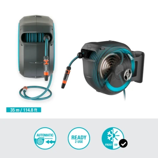 Котушка Gardena RollUp XL настінна автоматична бірюзового кольору + набор для полива, 35 м (18630-20.000.00) - 4