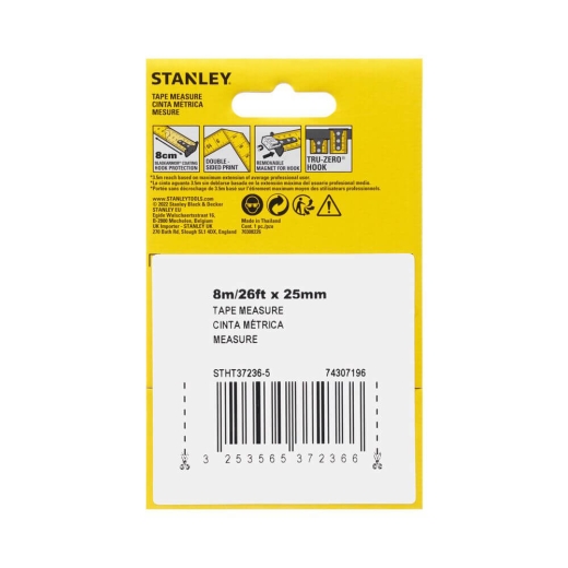Рулетка вимірювальна STANLEY STHT37236-5 CONTROL-LOCK довжиною 8 м, шириною 25 мм - 6