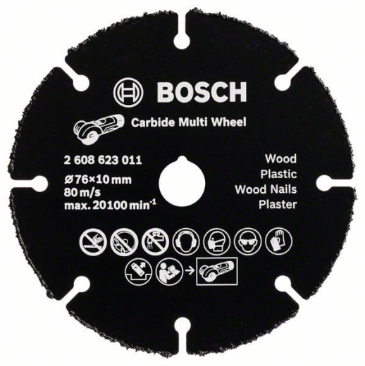 Мультифункциональный твердосплавный отрезной диск Bosch Carbide Multi Wheel 76 мм Мультифункциональный твердосплавный отрезной диск Bosch Carbide Multi Wheel 76 мм