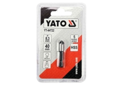 Зенкер конический по металлу YATO YT-44722 HSS, Ø=8.3 мм, l=40 мм, 5 кромок, HEX-1/4" Зенкер конический по металлу YATO YT-44722 HSS, Ø=8.3 мм, l=40 мм, 5 кромок, HEX-1/4"
