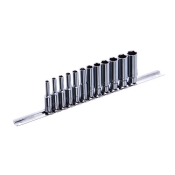 Набор головок длинных на планке TOPTUL 1/4" 12 ед. 4-13 мм GAAQ0802U Набор головок длинных на планке TOPTUL 1/4" 12 ед. 4-13 мм GAAQ0802U