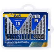 Набір свердел S&R Meister 15 шт (метал, дерево, бетон)