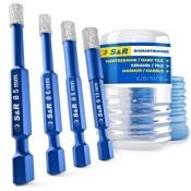 Набір алмазних свердл по склу і кераміці S&R Hex 1/4 4 шт