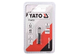 Зенкер конічний по металу YATO YT-44721 HSS, Ø= 6.3 мм, l= 40 мм, 5 пругів, HEX- 1/4" Зенкер конічний по металу YATO YT-44721 HSS, Ø= 6.3 мм, l= 40 мм, 5 пругів, HEX- 1/4"