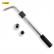 Вороток Г-образный телескопический S&R 1/2 385-505 мм + 2 головки