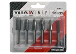 Набір фрез різної форми по металу YATO YT-61711, для дрилі, з шпінделем Ø= 6 мм, 6 шт Набір фрез різної форми по металу YATO YT-61711, для дрилі, з шпінделем Ø= 6 мм, 6 шт