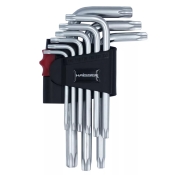Набір Г-подібних ключів TORX з отвором 9 од.,S2, T10-50, HAISSER 48114 Набір Г-подібних ключів TORX з отвором 9 од.,S2, T10-50, HAISSER 48114