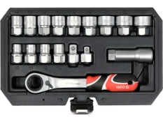 Набор сквозных торцевых головок Spline YATO YT-38653 3/8" и 1/2", М10-М24 с храповым воротком 17 шт Набор сквозных торцевых головок Spline YATO YT-38653 3/8" и 1/2", М10-М24 с храповым воротком 17 шт