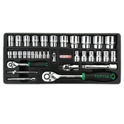 Набор головок с трещоткой TOPTUL 1/4", 1/2" 34 ед. (в ложементе) GCAT3401