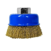 Щетка чашечная S&R 75 мм, латунная рифленая проволока