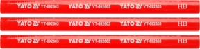 Карандаши столярные с твердостью HB YATO YT-692603 L=175х5х2 мм. 3 шт, в деревянной красной оболочке Карандаши столярные с твердостью HB YATO YT-692603 L=175х5х2 мм. 3 шт, в деревянной красной оболочке