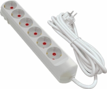 Удлинитель сетевой VIROK 09V242 2 м, с 6 гнездами с заземлением