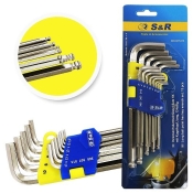 Набор шестигранных ключей S&R 365307013 с шариковым окончанием 13 шт.