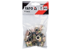 Нітогайка сталева YATO YT-36475 М 10, l= 21 мм, 20 шт. Нітогайка сталева YATO YT-36475 М 10, l= 21 мм, 20 шт.