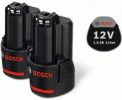 Комплект акумуляторних батарей Li-ion Bosch 2 х GBA 12 V, 1.5 Ач