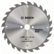 Диск пильний  Bosch Optiline Wood ECO 190 x 20/16, Z24