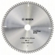 Диск пильний Bosch Optiline Wood ECO 254х30, Z80