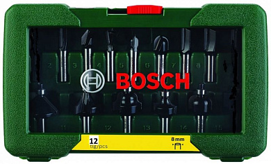 Набор твердосплавных фрез Bosch Promoline с хвостовиком Ø 8 мм, 12 шт Фото 1