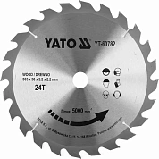 Диск пильный по дереву с победитовыми напайками Yato YT-60782 (305x30x3.2x2.2 мм), 24 зубцов