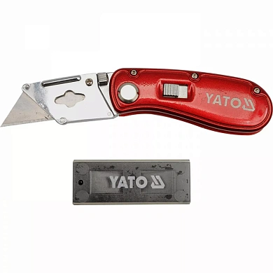 Нож YATO YT-7534 складной, трапецевидное лезвие, h=33 мм, L=61 мм +5 лезвий Фото 1