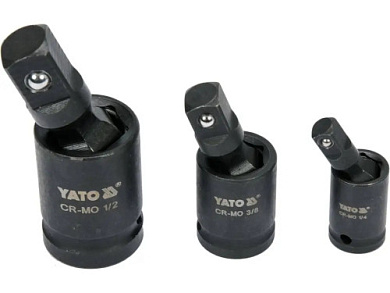 Удлинители карданные ударные YATO YT-10643 квадраты 1/2", 3/8", 1/4" 3 шт. Фото 1