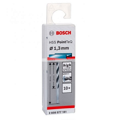 Сверло по металлу Bosch HSS-PointTeQ 1,3 x 38 мм, 10 шт Фото 1