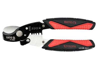 Ножиці для дроту YATO YT-19691 Ø=10,5/3 мм, зі знімачем ізоляції Ø=1.6-3.2 мм, l=170 мм Фото 1