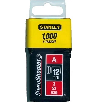 Скобы тип А высотой 12 мм, для степлера ручного Light Duty, в упаковке 1000 шт. STANLEY 1-TRA208T Фото 1